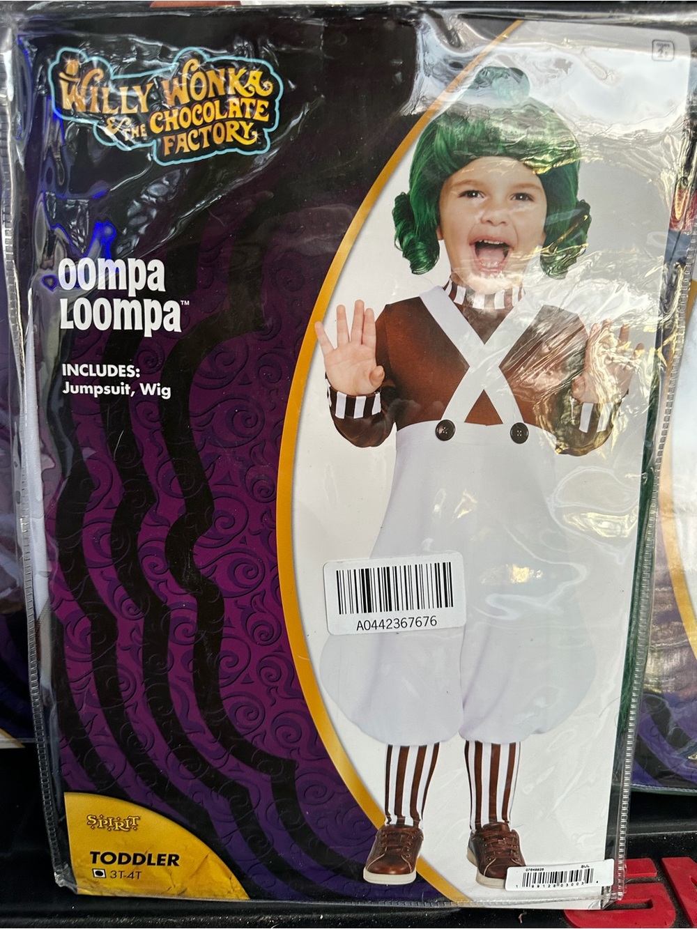 Willy Wonka Oompa Loompa Toddler Costume - Green Wig & Brown/White Jumpsuit